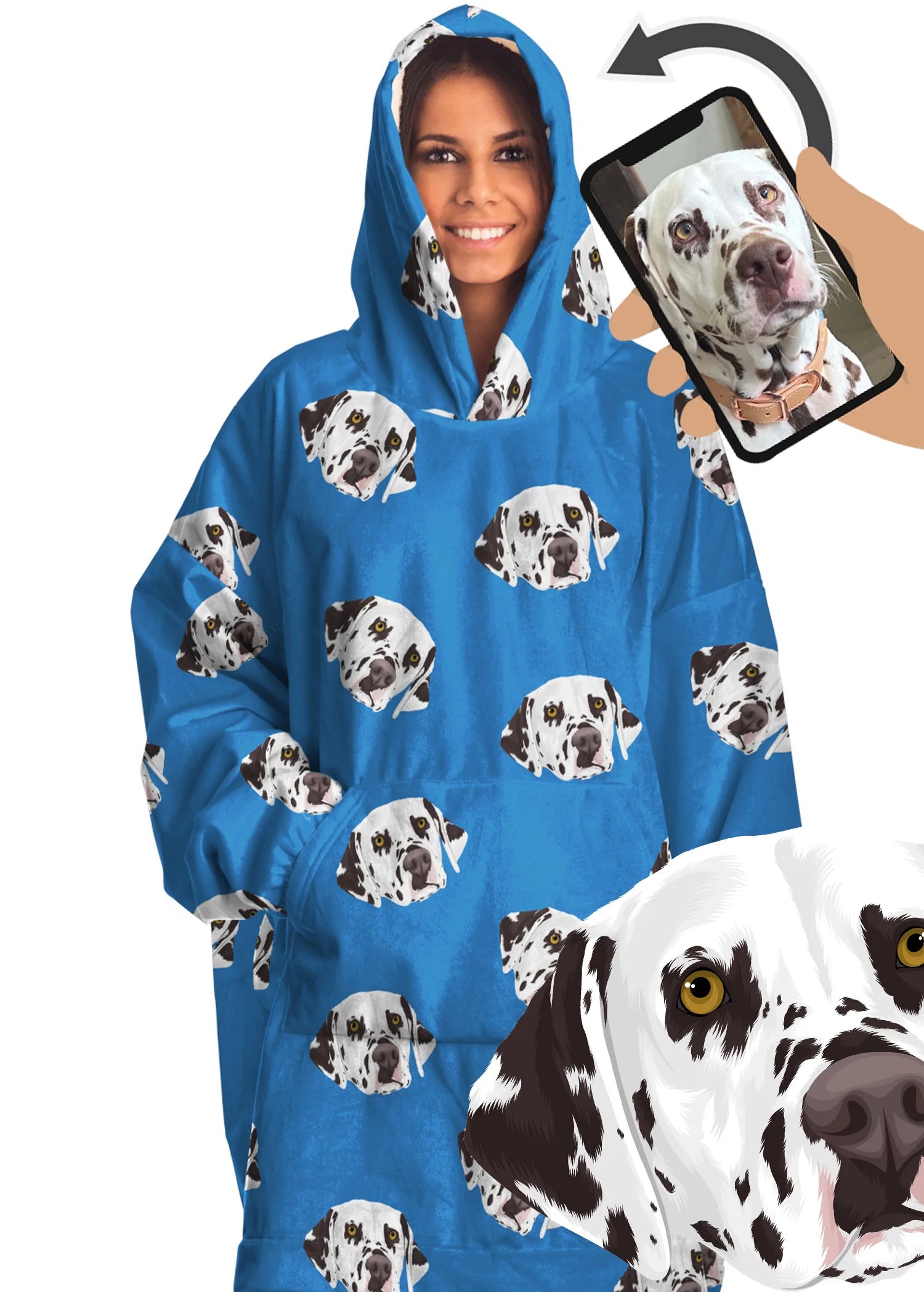Custom Hoodie Blanket: Orig. Dog Face Art