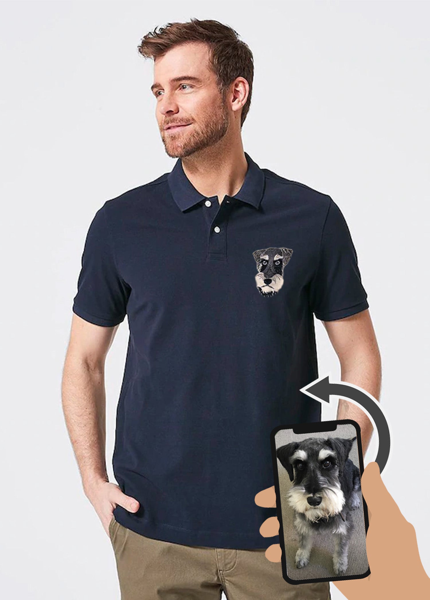 Custom Pet Embroidery - Men's Polo Shirt (NEXT-DAY prod. avail. at checkout) (Dog or Cat only)