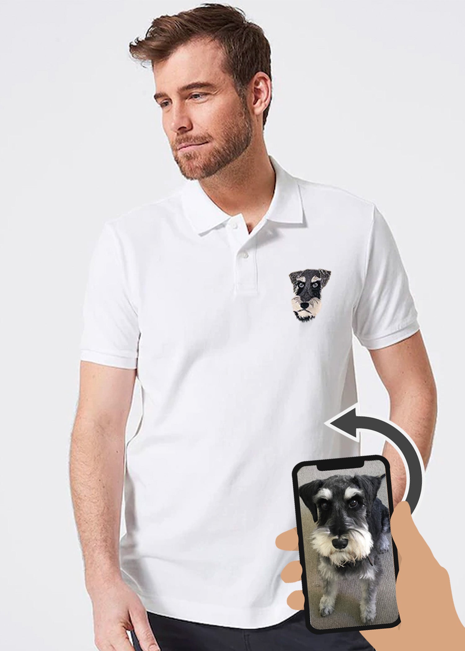 Custom Pet Embroidery - Men's Polo Shirt (NEXT-DAY prod. avail. at checkout) (Dog or Cat only)