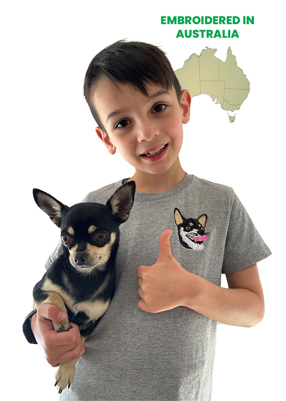 Custom Pet Embroidery - Kid's T-Shirt (NEXT-DAY prod. avail. at checkout) (Dog or Cat only)